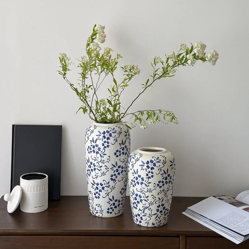 Vintage Blue And White Porcelain Ceramic Vase Creative Antique Hydroponic Living Room Flower Arrangement Decoration Ornament